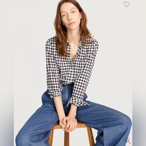 J. Crew Classic Fit Shirt Crinkle Gingham EUC size 14 Tall